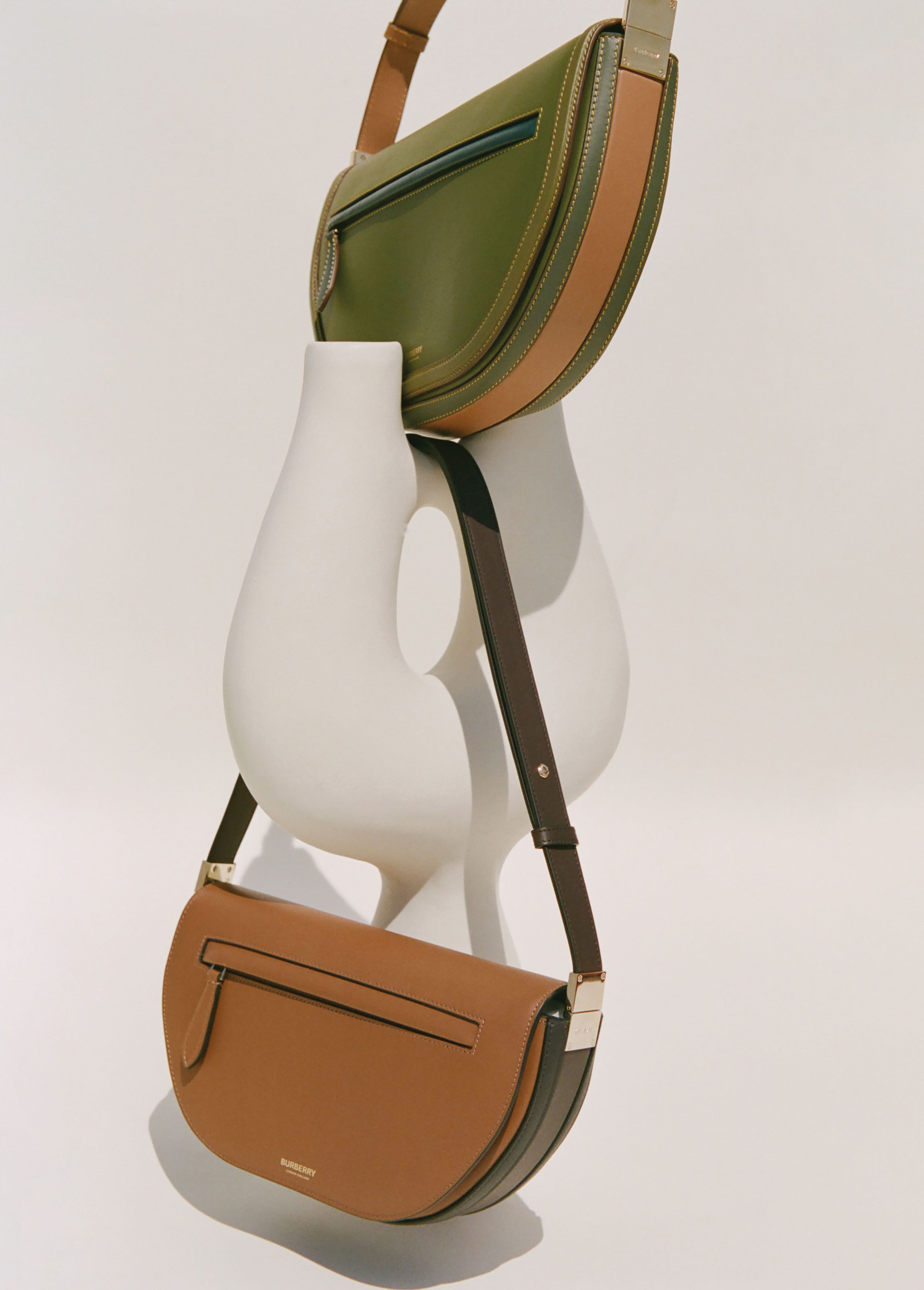 Medium Color Block Leather Olympia Bags by Burberry