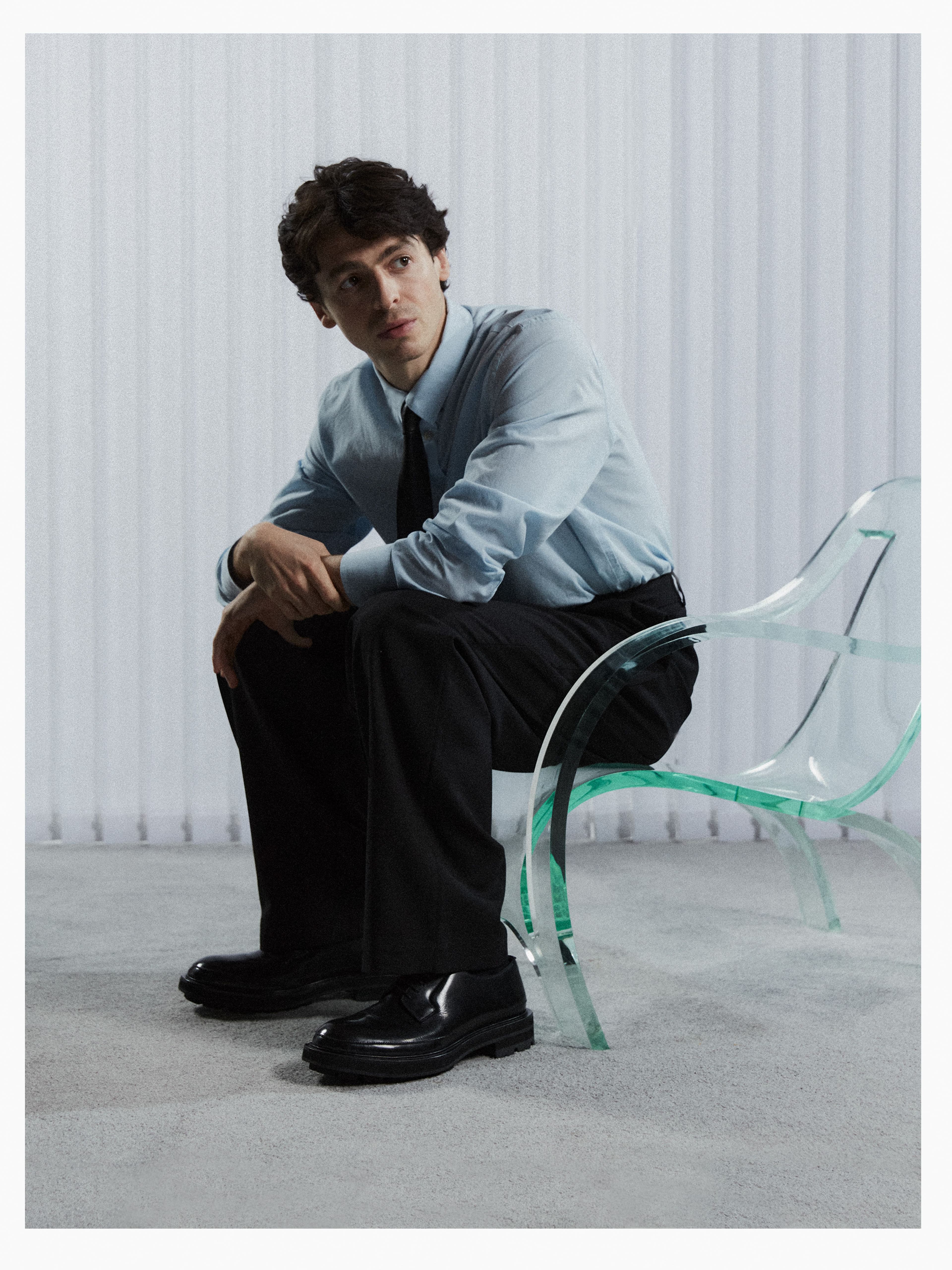 All CLOTHING and ACCESSORIES by ,Alexander McQueen. ,CHAIR by ,Dudley Waltzer. ,