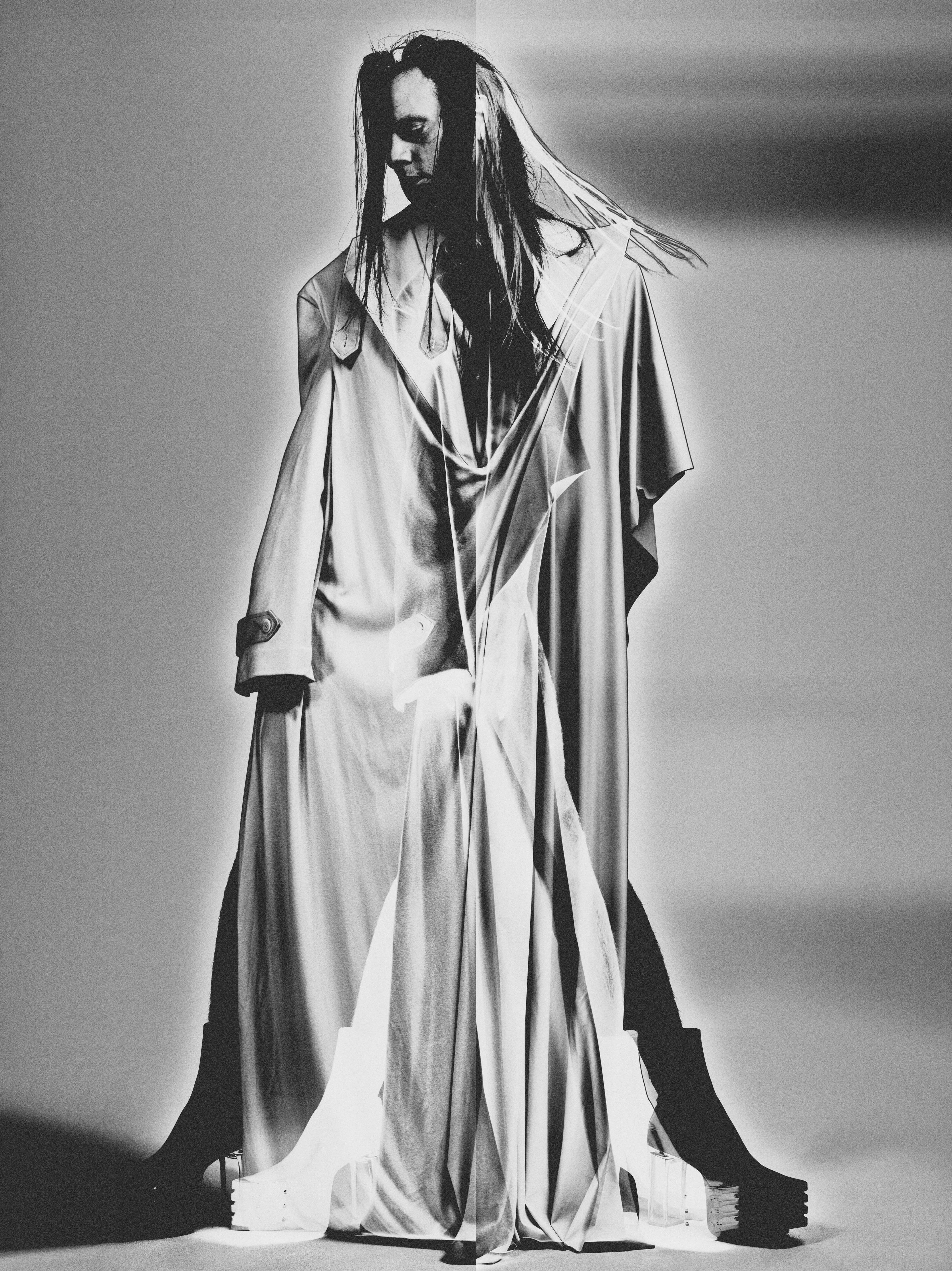 Coat by Yike Chen. Boots by Rick Owens.