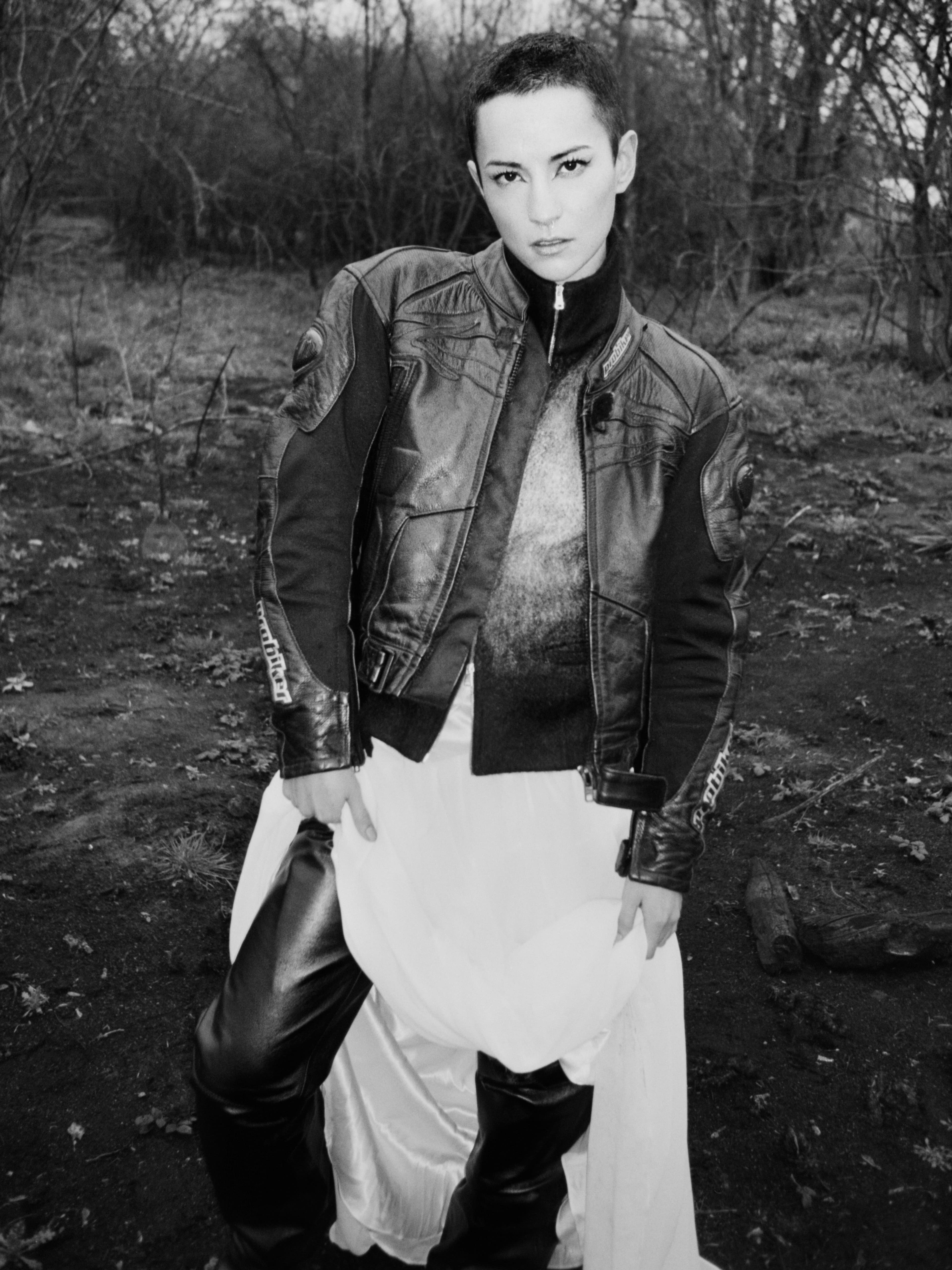 Vintage jacket by Probiker. Vintage vest by Marc Cain. Vintage dress. Vintage pants by Hein Gericke.