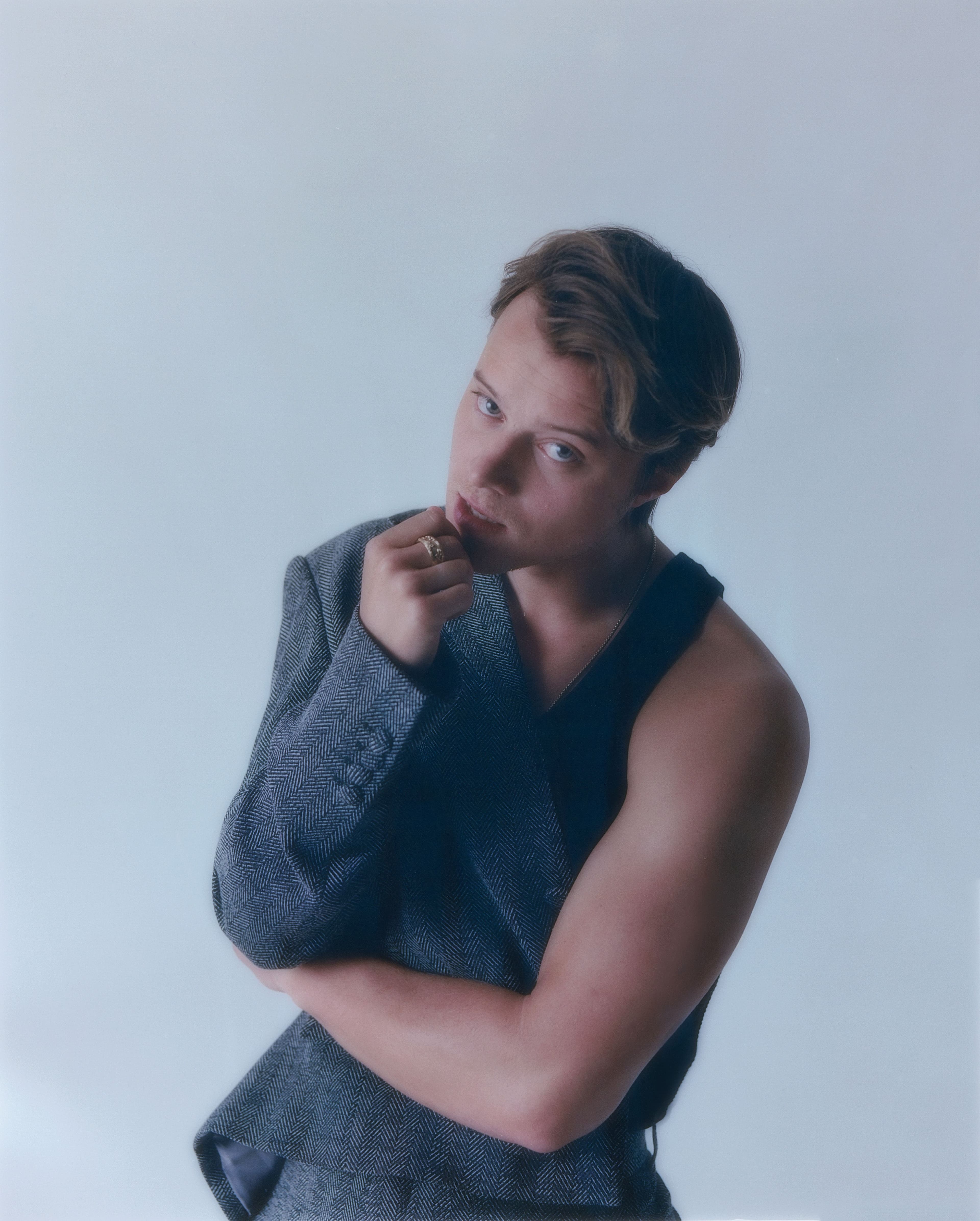 Jacket and pants by Dzojchen. Tank top by Hanro.