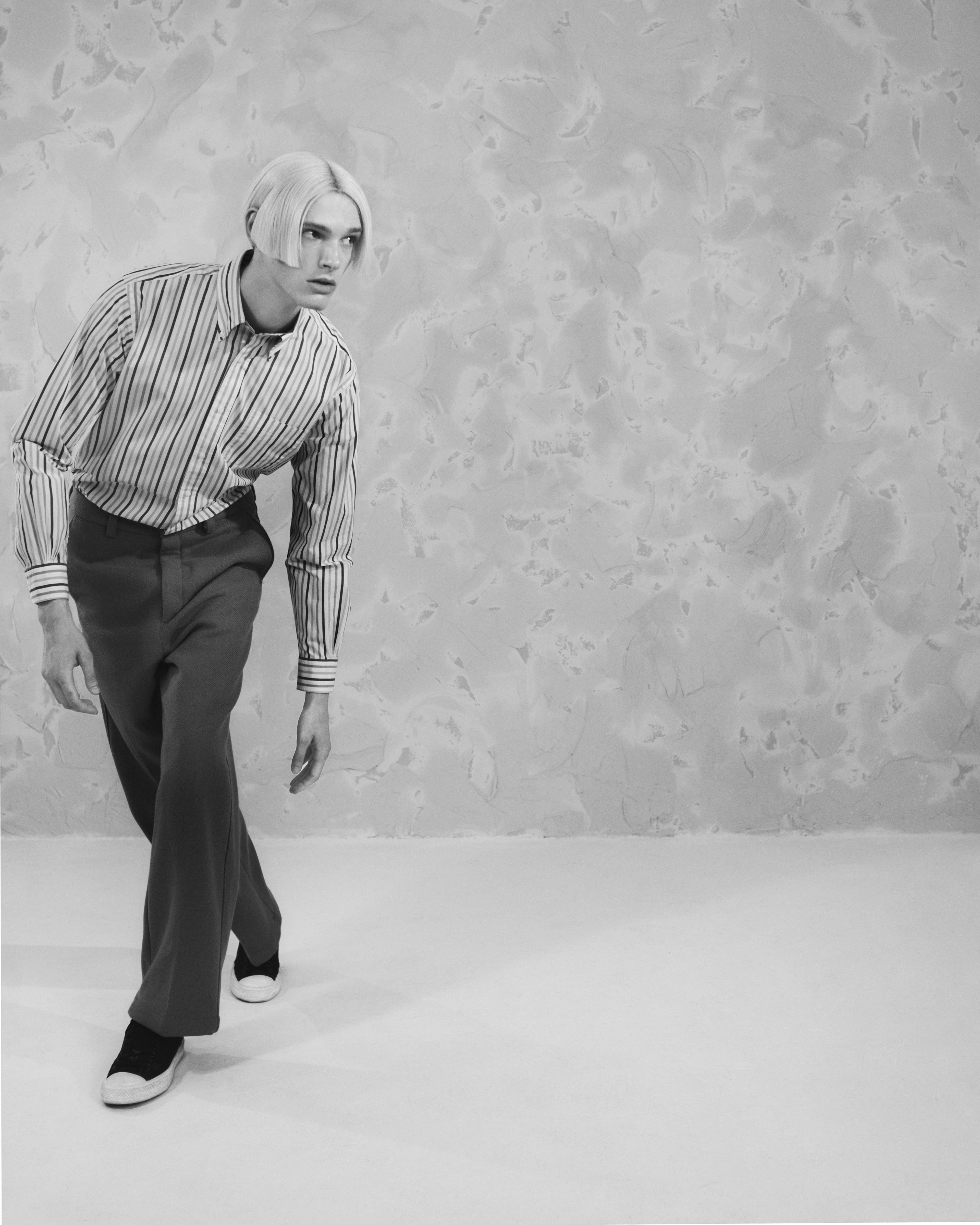 Shirt by Brooks Brothers. Pants by AMI Paris. Vintage shoes, stylist’s own.