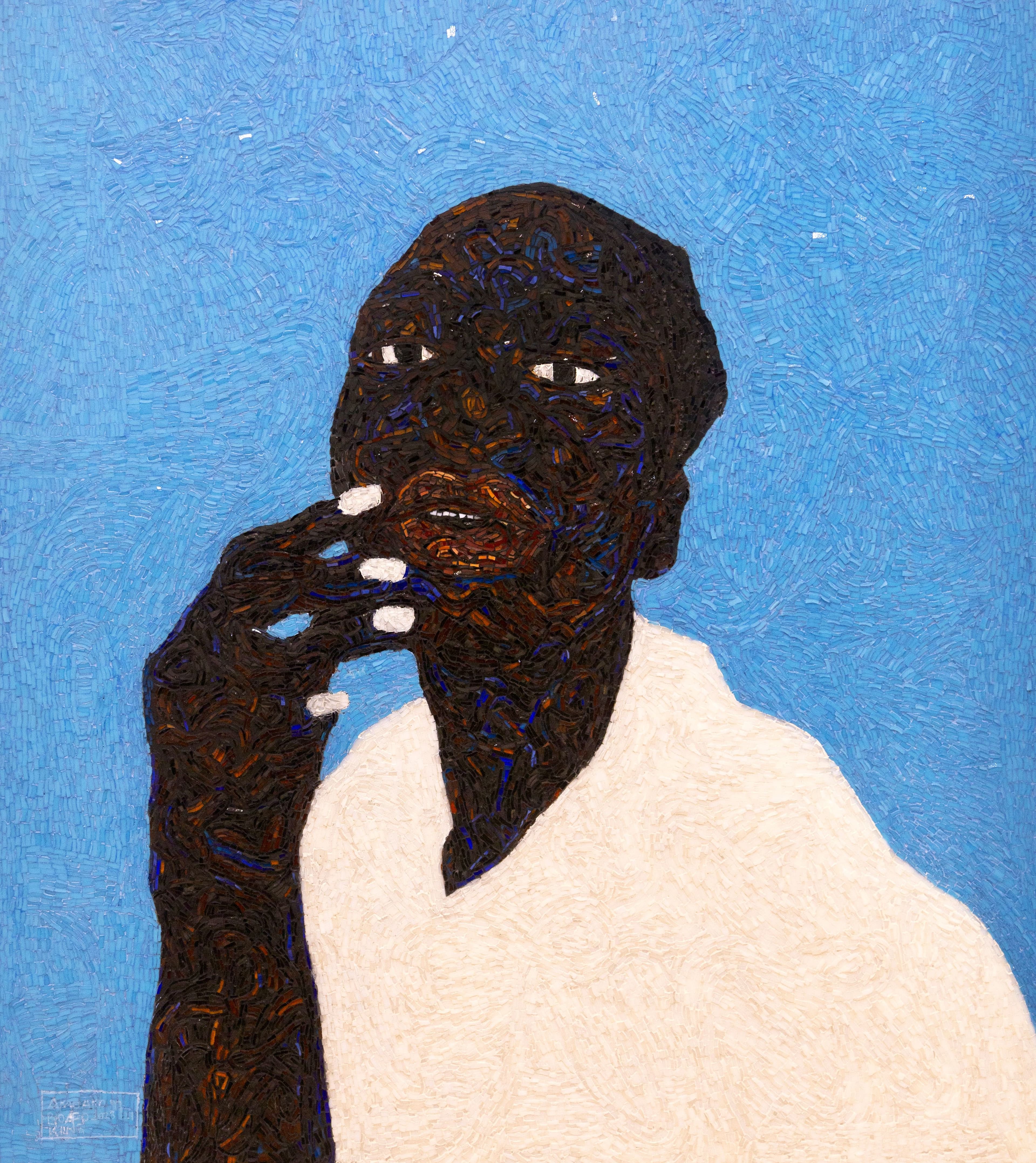 Amoako Boafo, ,Labios entreabiertos, uñas blancas,, 2023-2024