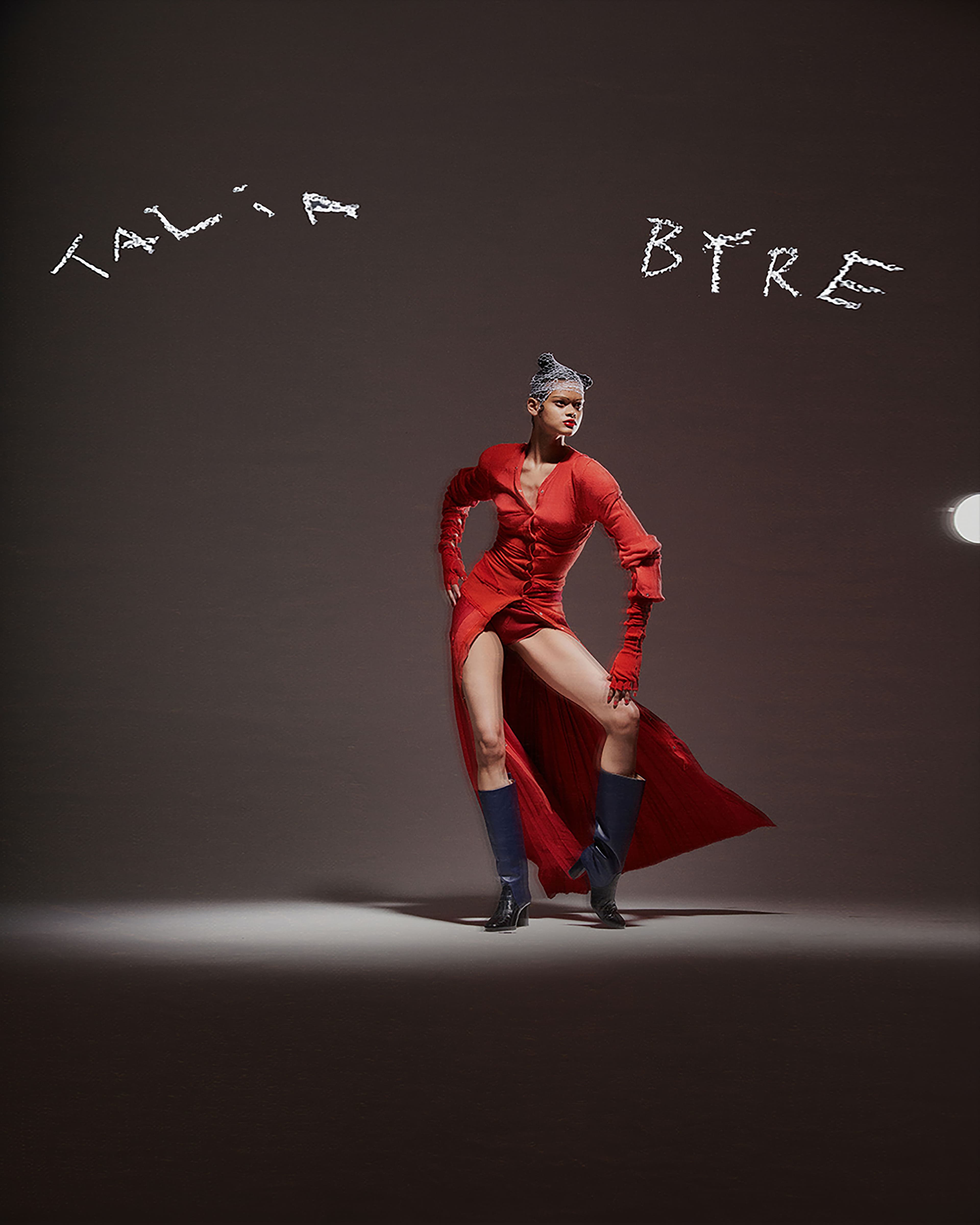 All clothing and gloves by Talia Byre. Boots by Maryam Nassir Zadeh.