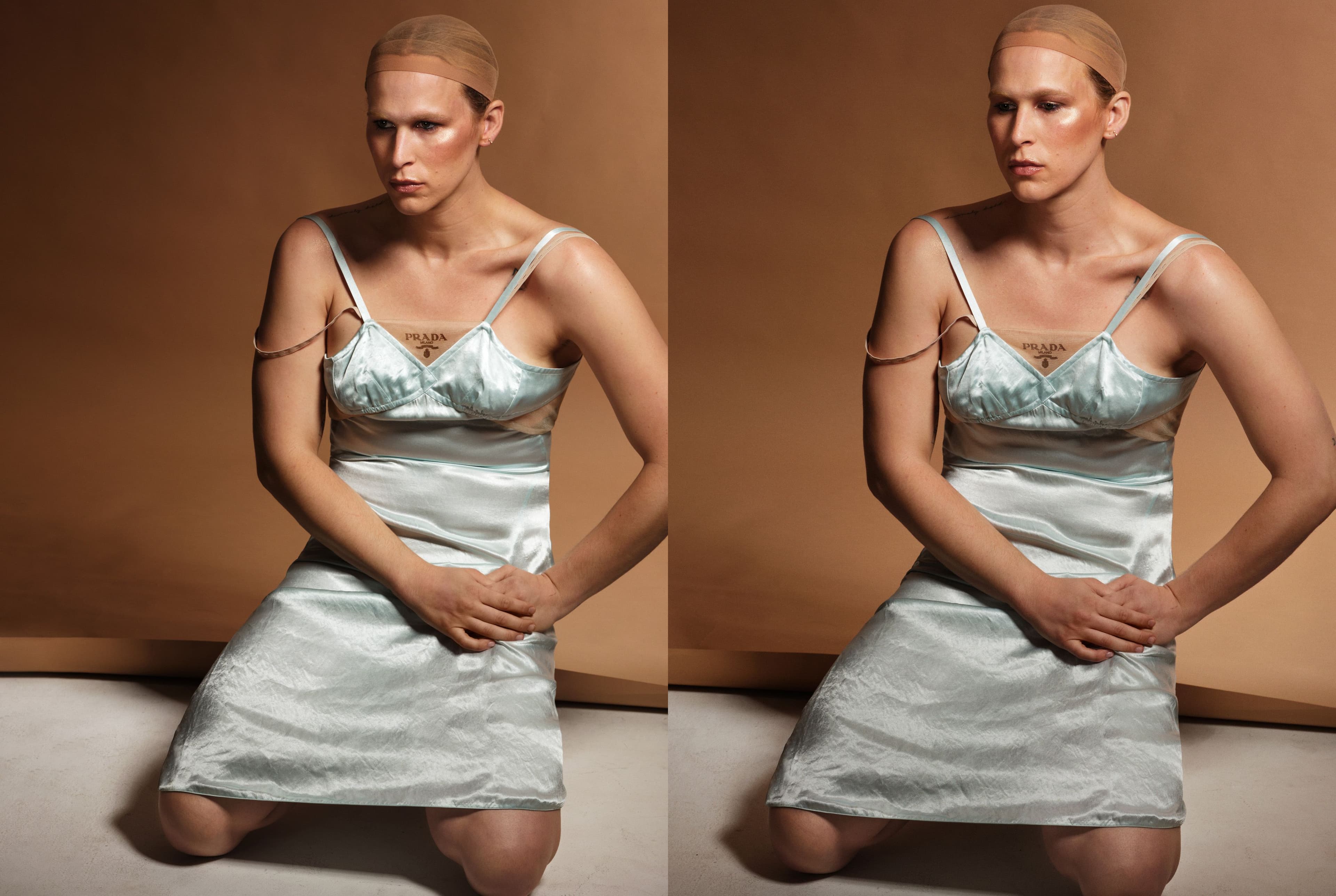 Dress by Prada. Earrings, Dorfman’s own.