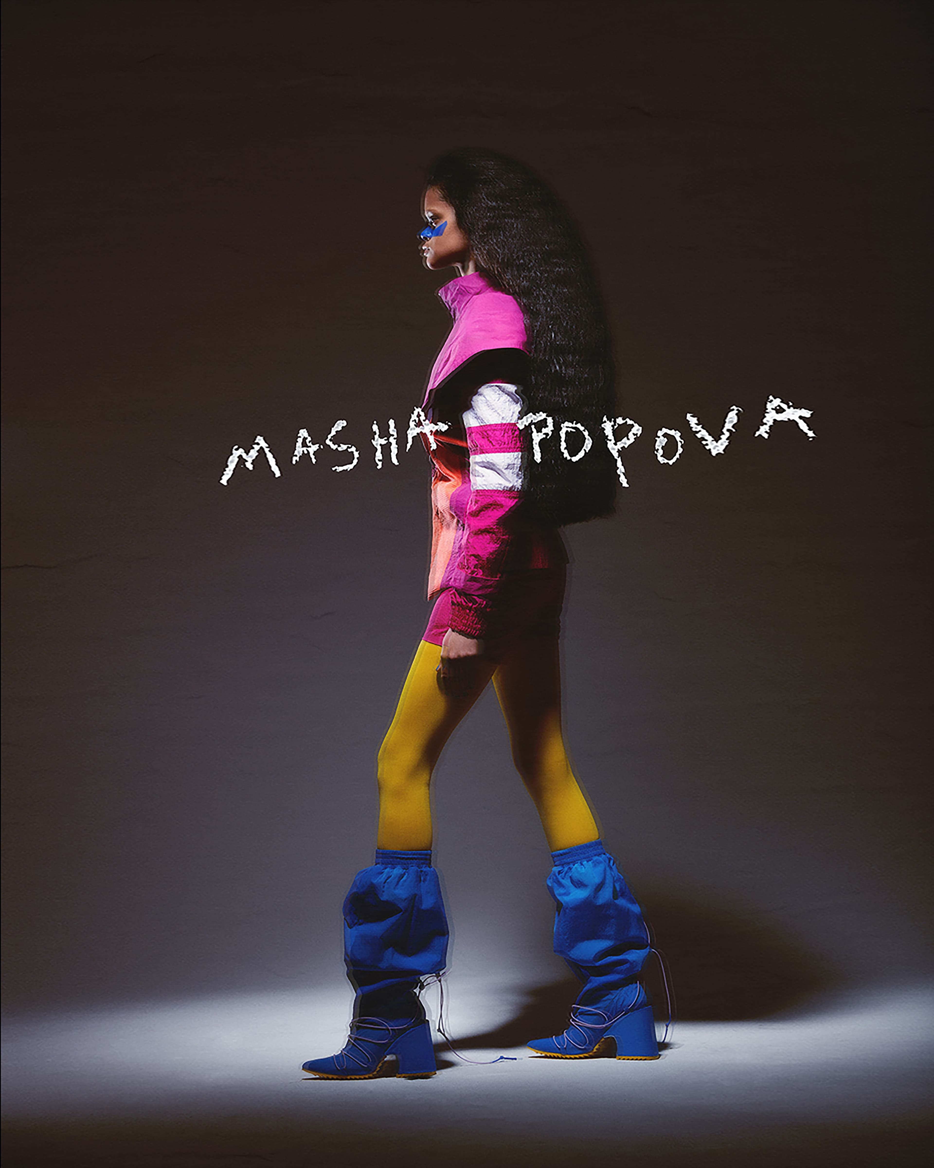 Jumpsuit by Masha Popova. Tights by Calzedonia. Boots by Maryam Nassir Zadeh.