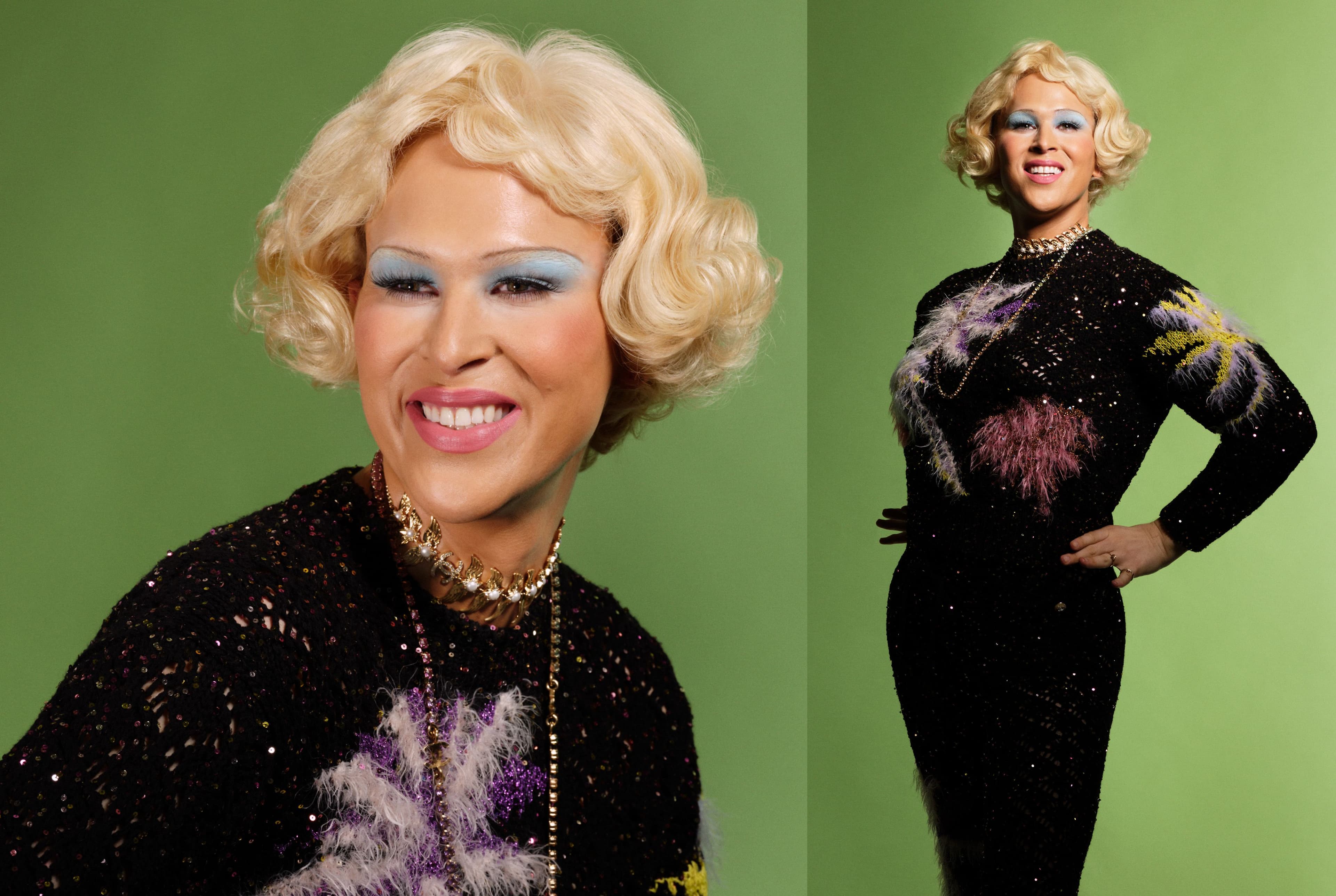 All clothing and necklaces by Chanel. Rings by İTÄ.